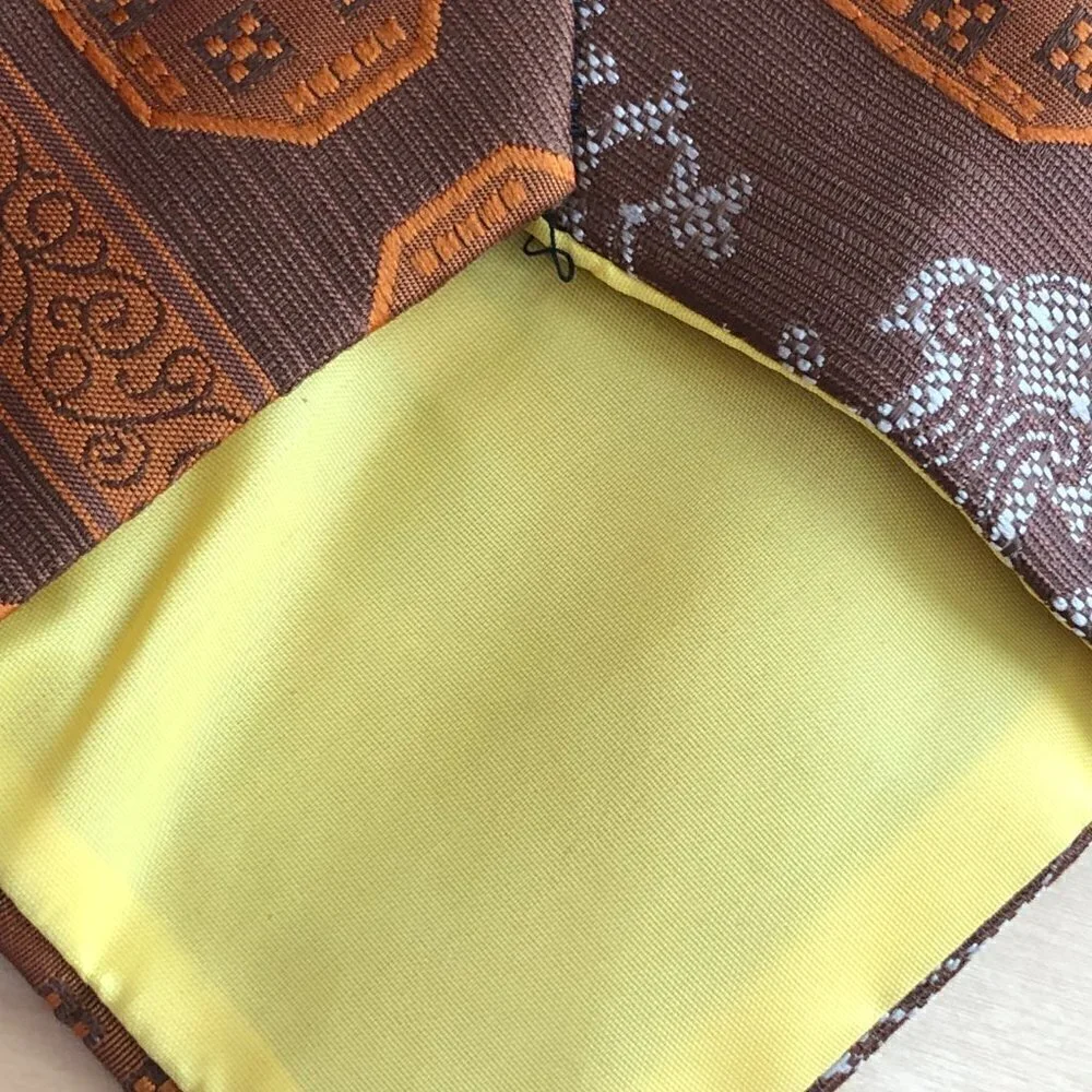 Vintage Enchino Men's Necktie Orange Tan & Ivory Tikki Bar MCM Modern Tie